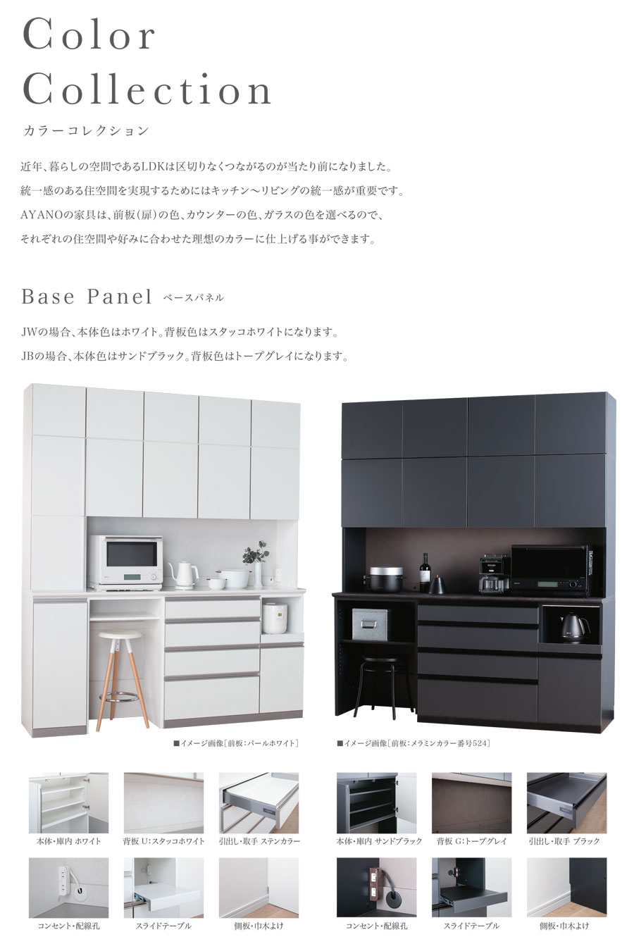 綾野製作所 JWシリーズ 食器棚 キッチンボード 上置き 耐震パネル ロー