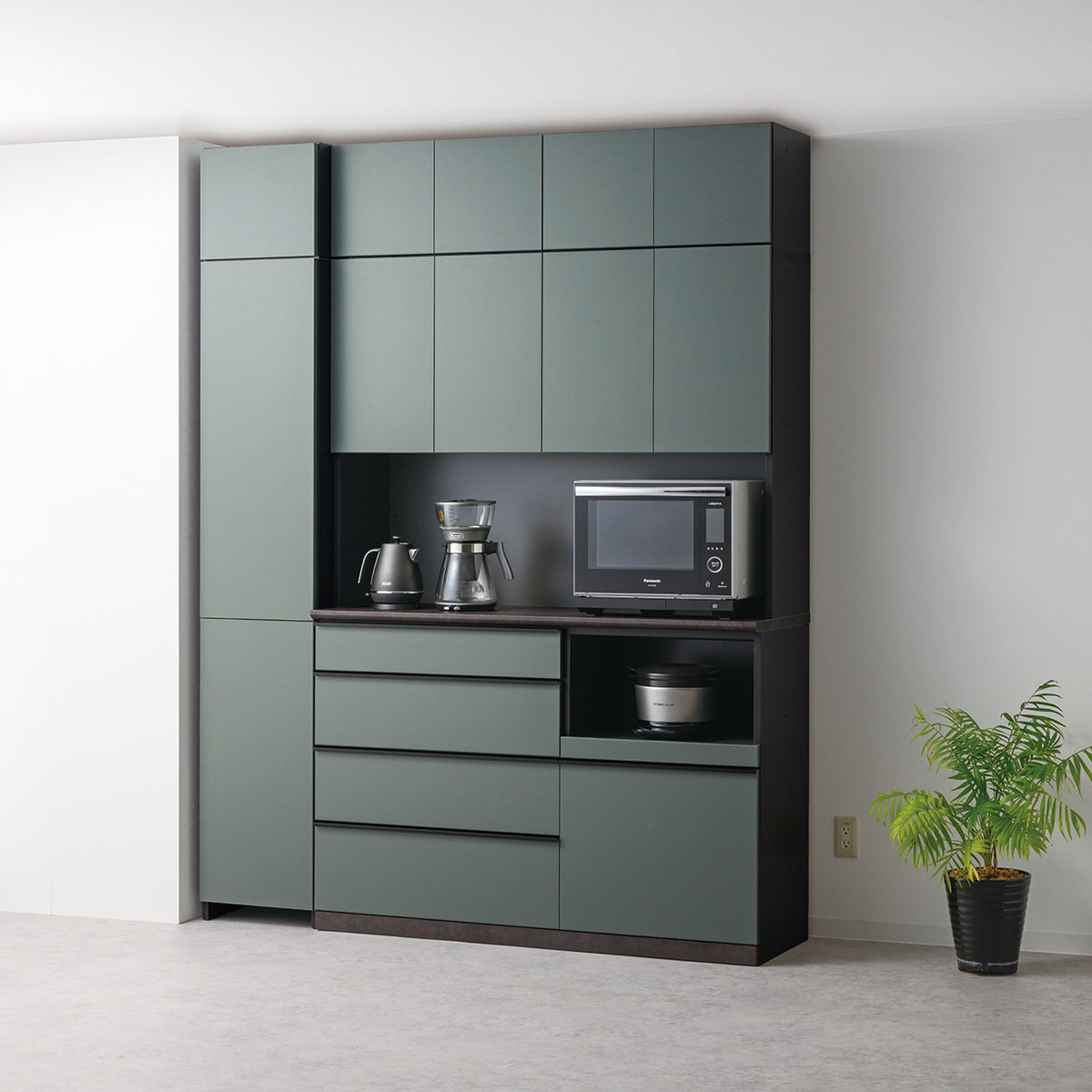 レンジボード・レンジ台 green 食器棚、レンジ台（色：グリーン系）｜キッチン収納｜家具