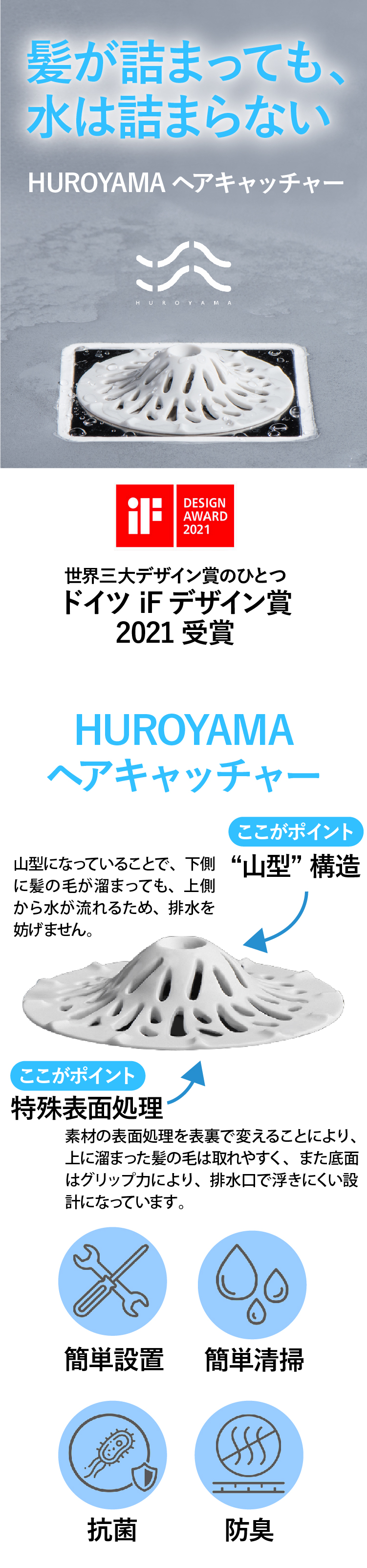 HUROYAMA ヘアキャッチャー 半透明 ホワイト 排水溝 ゴミ受け お風呂 排水口 ネット ヘアストッパー 髪の毛 キャッチ