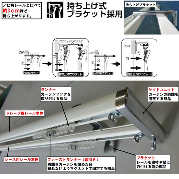 ゴールドカーテンレール 200cm/230cm 真鍮 14φカーテンレール ダブル リングタイプ 部材セット｜巣まいと