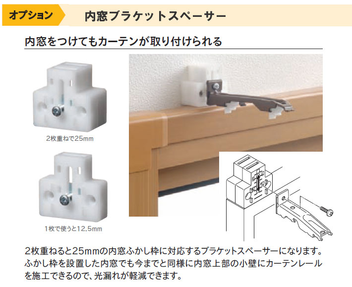 トーソーカーテンレール　内窓ブラケットスペーサー