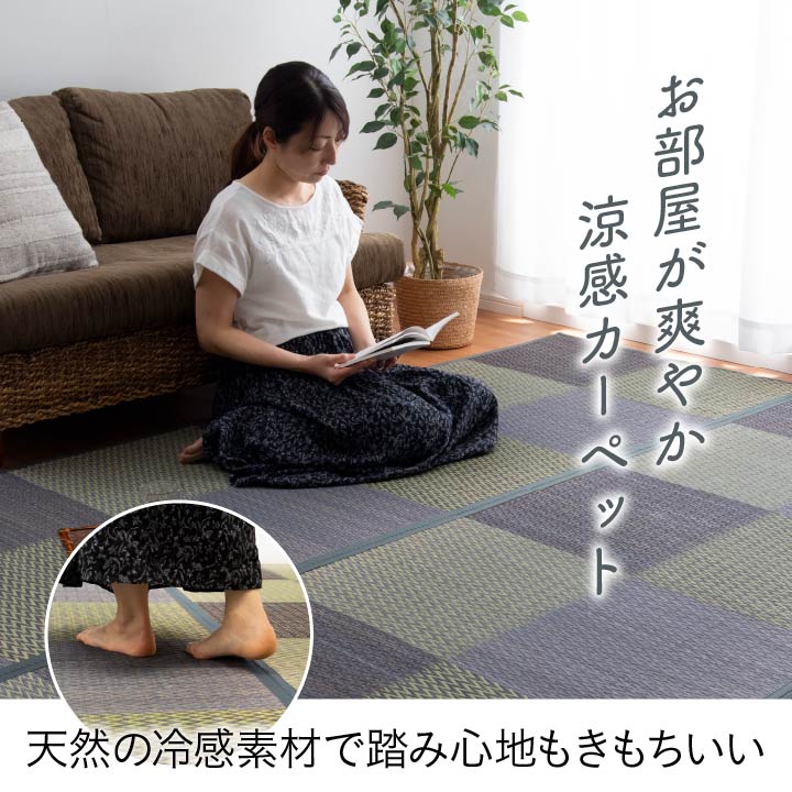 い草ラグ 花ござ カーペット ラグ 6畳 格子柄 市松柄 『DXピーア