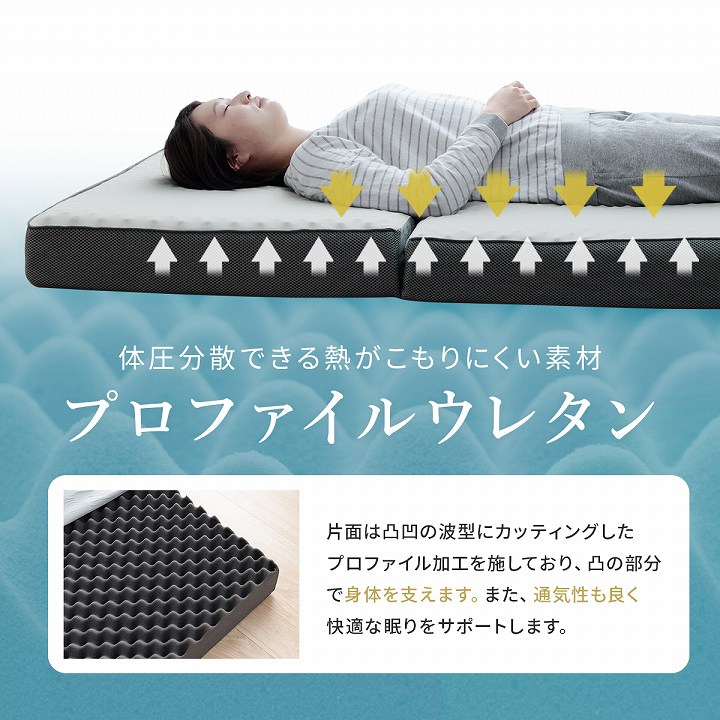 マットレス シングル 三つ折り 高反発 プロファイルウレタン 硬め