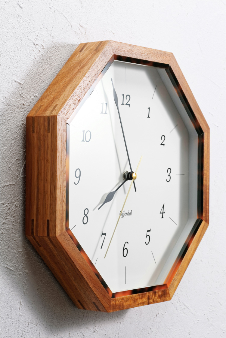 壁掛け時計 掛け時計 おしゃれ 八角形 天然木 北欧 静音 連続秒針 時計
