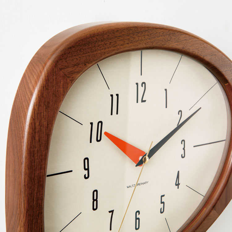壁掛け時計 アシンメトリー 木製 おしゃれ ミッドセンチュリー レトロ