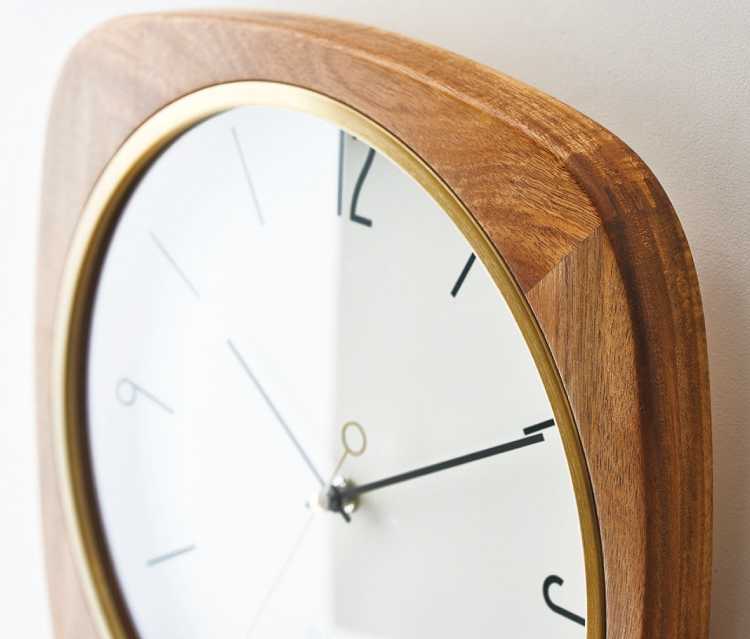 壁掛け時計 レトロ おしゃれ 木製 天然木 アンティーク モダン ミッド 