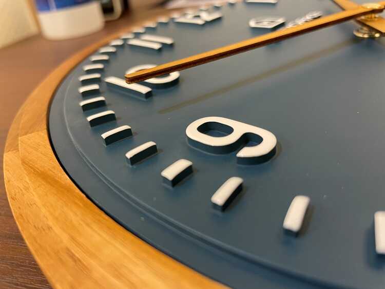 壁掛け時計 ネイビー 可愛い 北欧 木製 ナチュラル 30cm ポリレジン