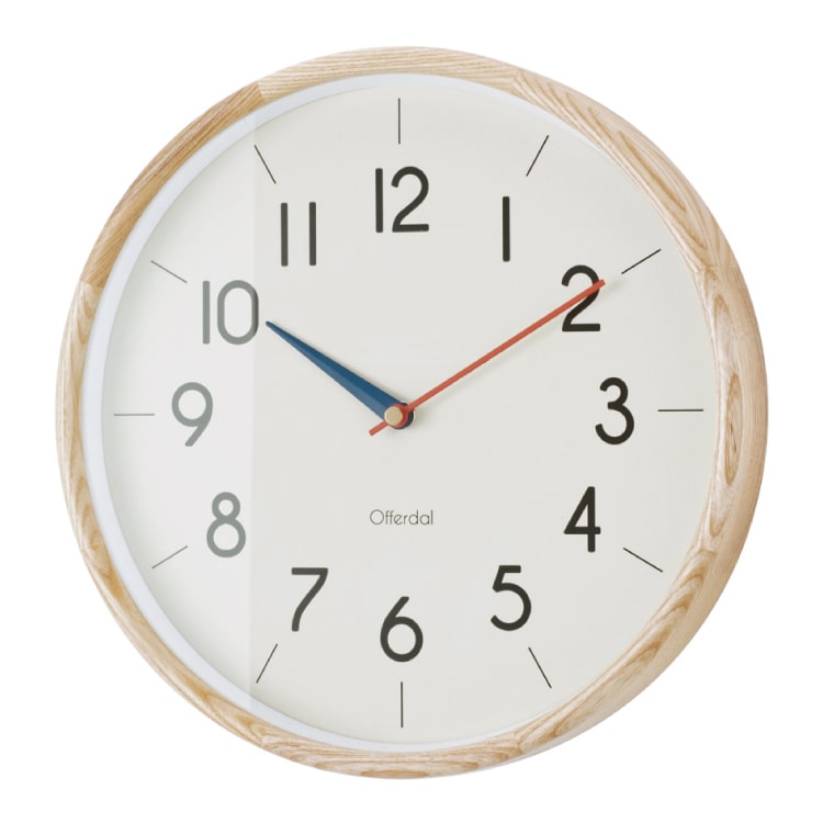 電波式　壁掛け時計　ナチュラル色　木製　北欧　シンプル　分かりやすい　こども部屋用　リビング用　直径30cm　ガラス　おしゃれ　可愛い　ウッド　上品