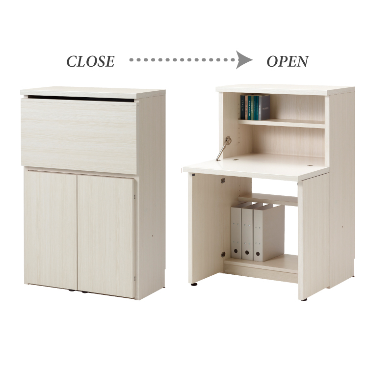 ライティングデスク 幅74cm 日本製 おしゃれ 天板フラップ式