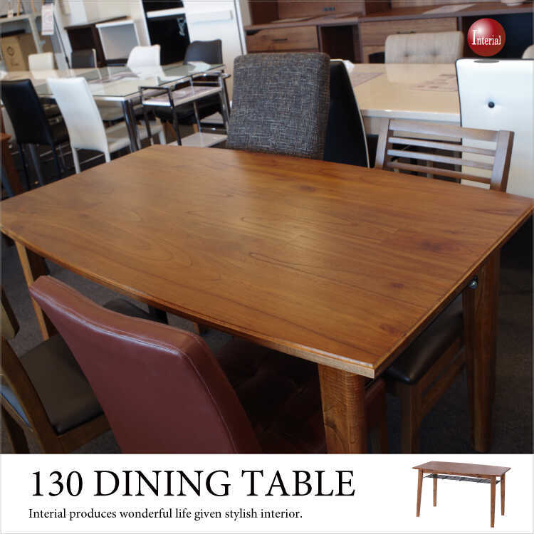 東谷　ミンディ材　ダイニングテーブル 幅130cm・天然木ミンディ製ダイニングテーブル（スチール棚付き