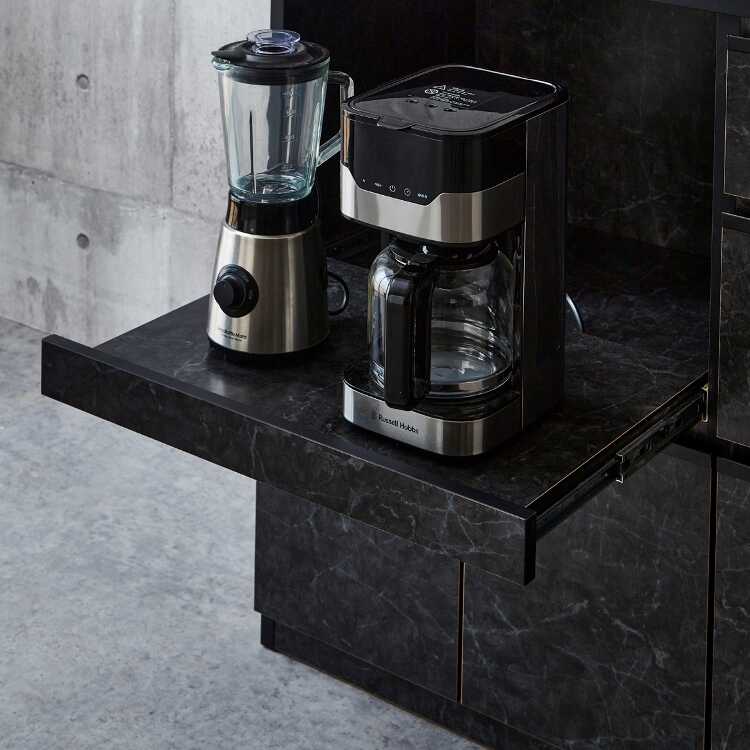 BLACK大理石調キッチンカウンター キッチンカウンター 完成品 幅140 大理石柄 お洒落 ブラック