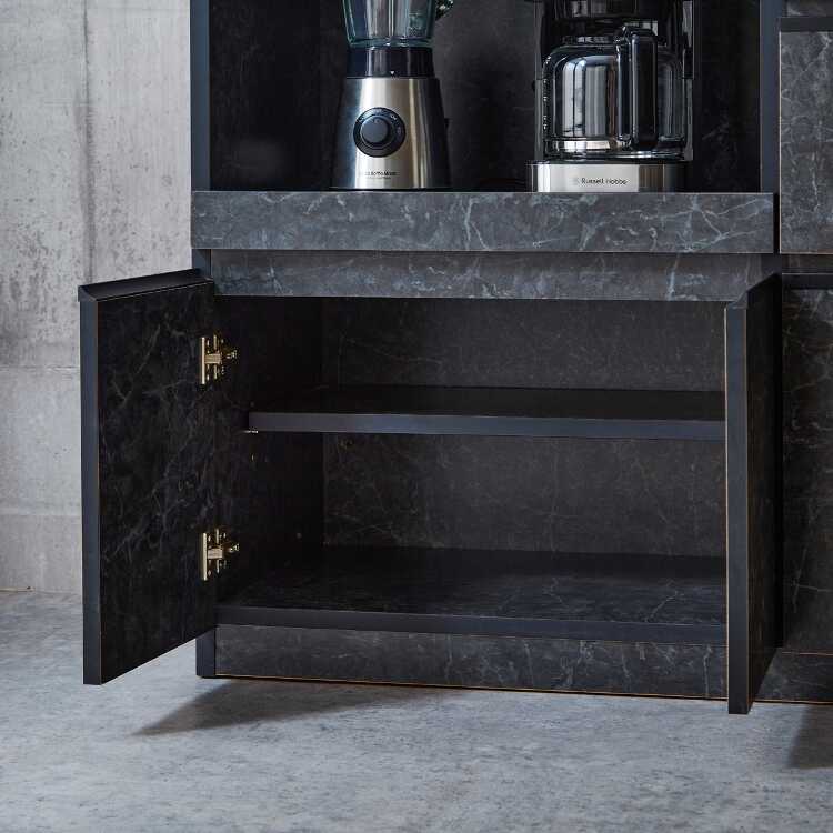 キッチンカウンター 完成品 幅140 大理石柄 お洒落 ブラック