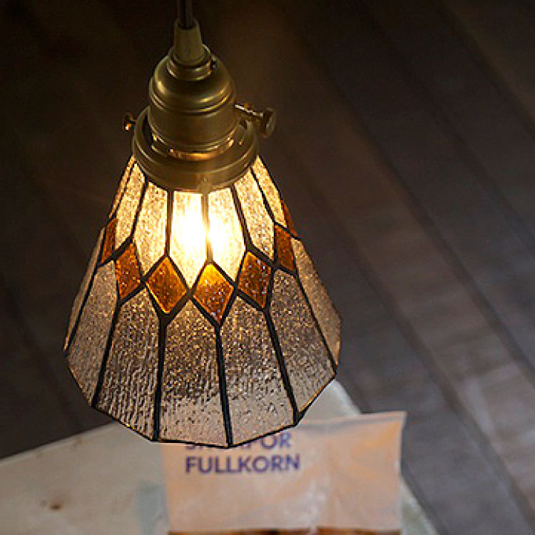 ペンダントライト ステンドガラス 1灯 オレンジ ホワイト レトロ 和