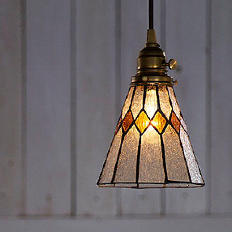 ペンダントライト ステンドガラス 1灯 オレンジ ホワイト レトロ 和