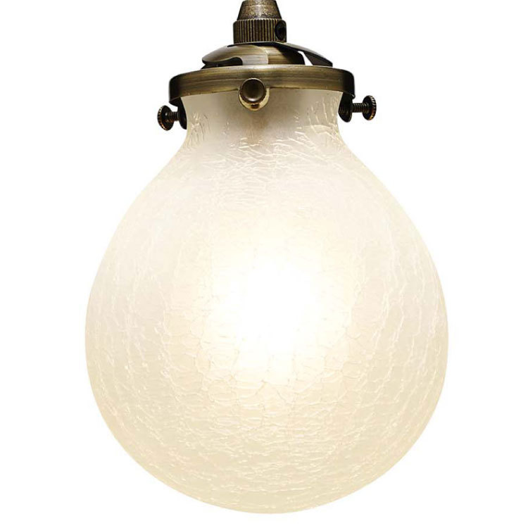 ボール型ガラス　ペンダントライト1灯｜明るい　クラック　天井照明　キッチン　ダイニング　廊下　レトロ　アンティーク　小型　LED対応