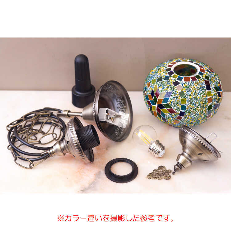 トルコランプ　モザイクガラス　エスニック　ペンダントライト ペンダントライト トルコランプ モザイクガラス 1灯 LED付属