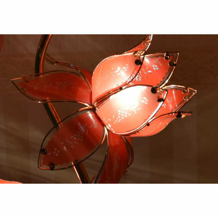 フロアライト ガラス製 お花 ゴールド レッド 個性的 華やか