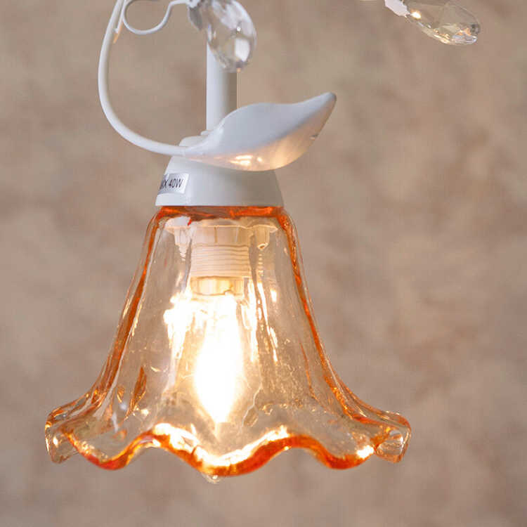 ペンダントライト 可愛い 上品 フラワー お花 ホワイト アンバー