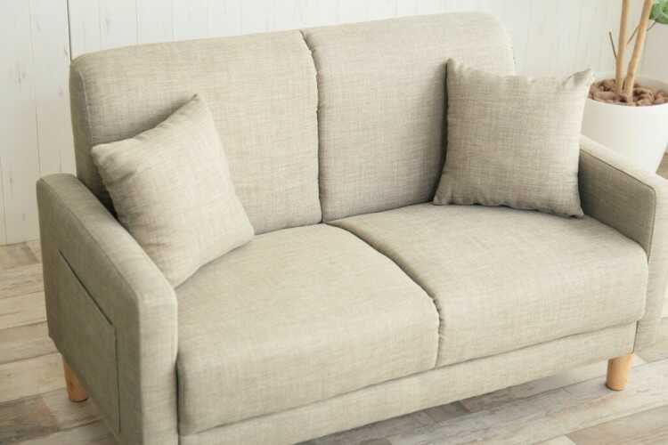 ソファ ソファー 二人掛け 布製 おしゃれ ベージュ 収納 サイド