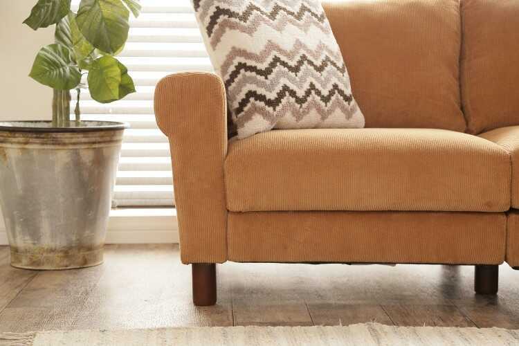 ソファー 幅156cm コーデュロイ 2人掛け 肘掛け付 キャメル色