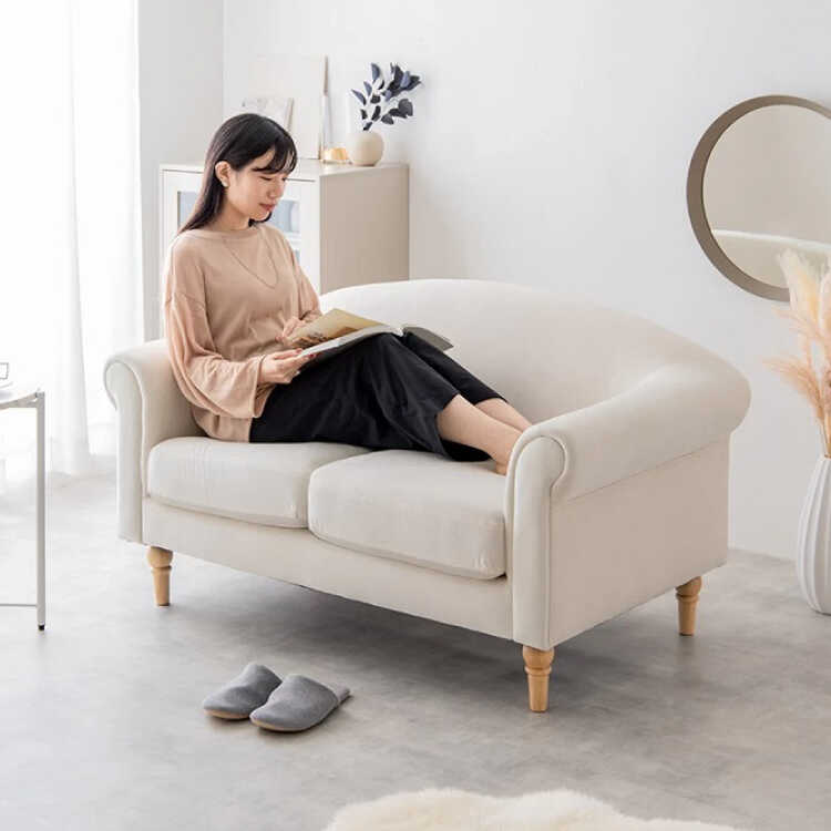 ソファー 2人掛け アイボリー ベロア おしゃれ ソファ 上品 フレンチ