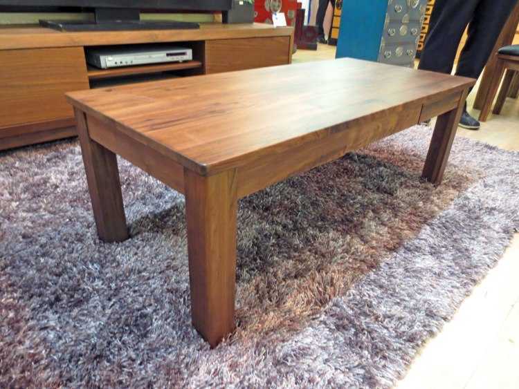 幅110cm・ウォールナット無垢製センターテーブル（引き出し収納付き