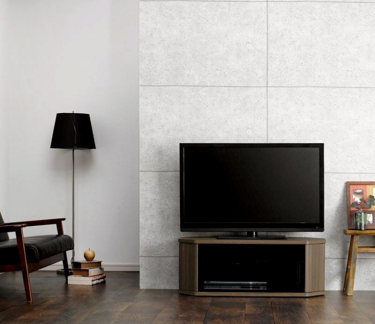 コーナーテレビ台 木目ブラウン＆ブラックガラス製・幅100cm