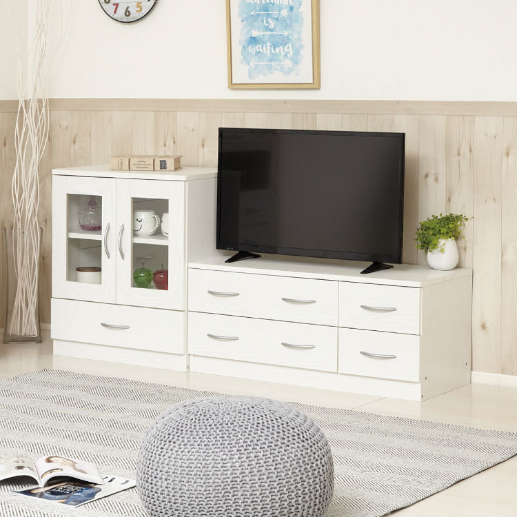 テレビ台 ローボード TVラック 幅90cm チェスト ホワイトオーク