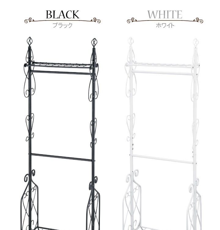 ハンガーラック 2段 ダブル 幅63cm アイアン製 欧風 ヨーロピアン 棚付