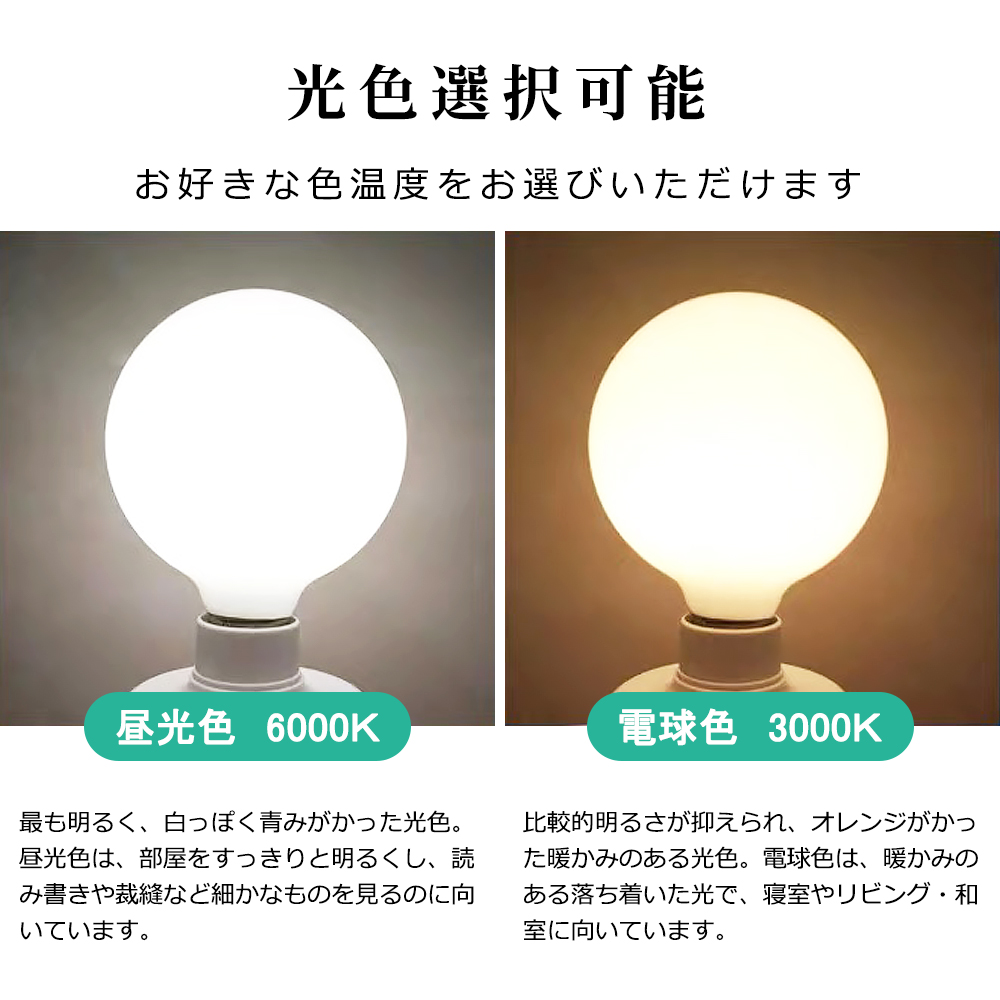 LEDボール電球 360度発光 E26 球型電球 60W形相当 G80 広配光 昼光色