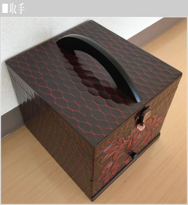 鎌倉彫 メイクボックス 鏡付き コスメボックス 持ち運び 化粧箱 木製 