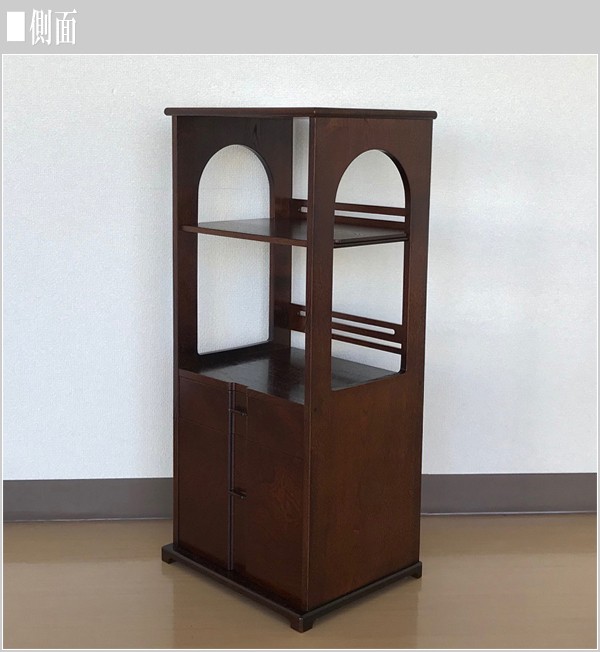 一点物手工品欅無垢飾り棚 隅棚 茶室 玄関棚 和風 飾り棚 欅 飾り台 栓 無垢 : インテリア