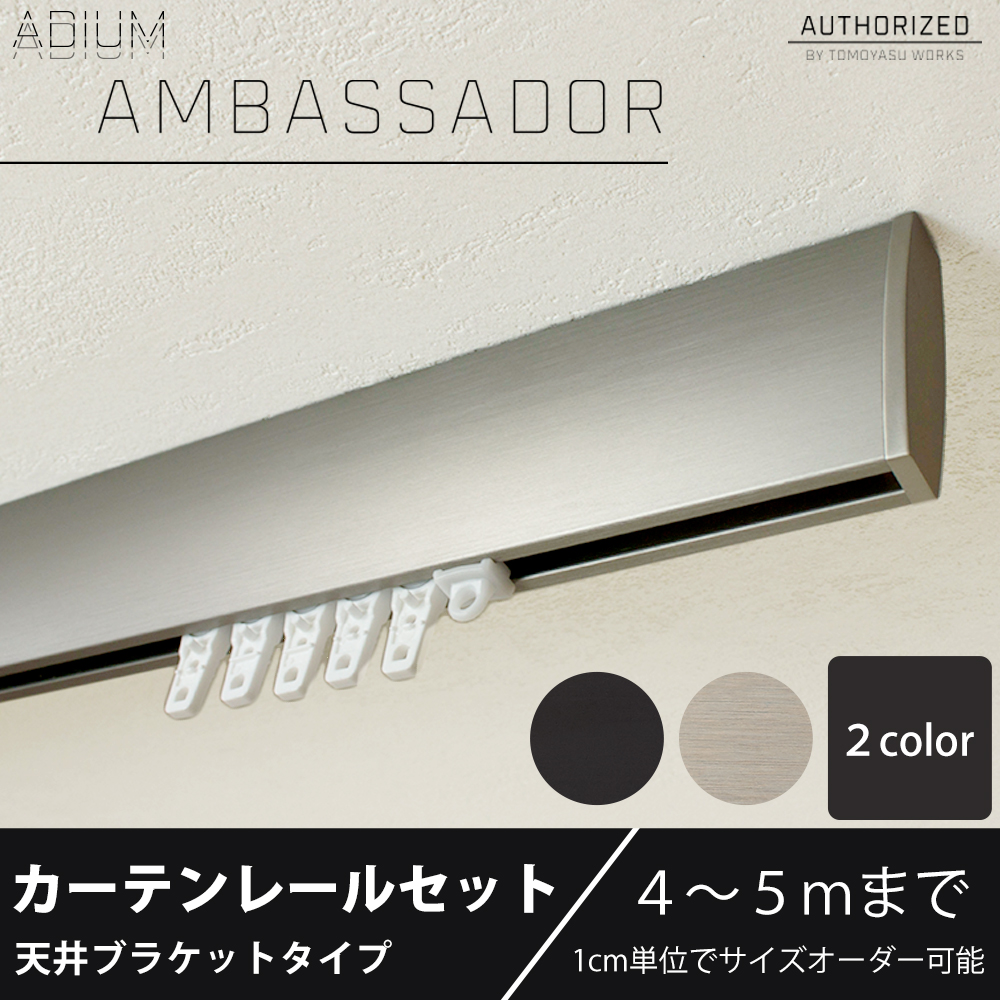 カーテンレール 天井付けセット アイアン ADIUMシリーズAMBASSADOR アンバサダー 401cm〜500cm オーダー C-F-3