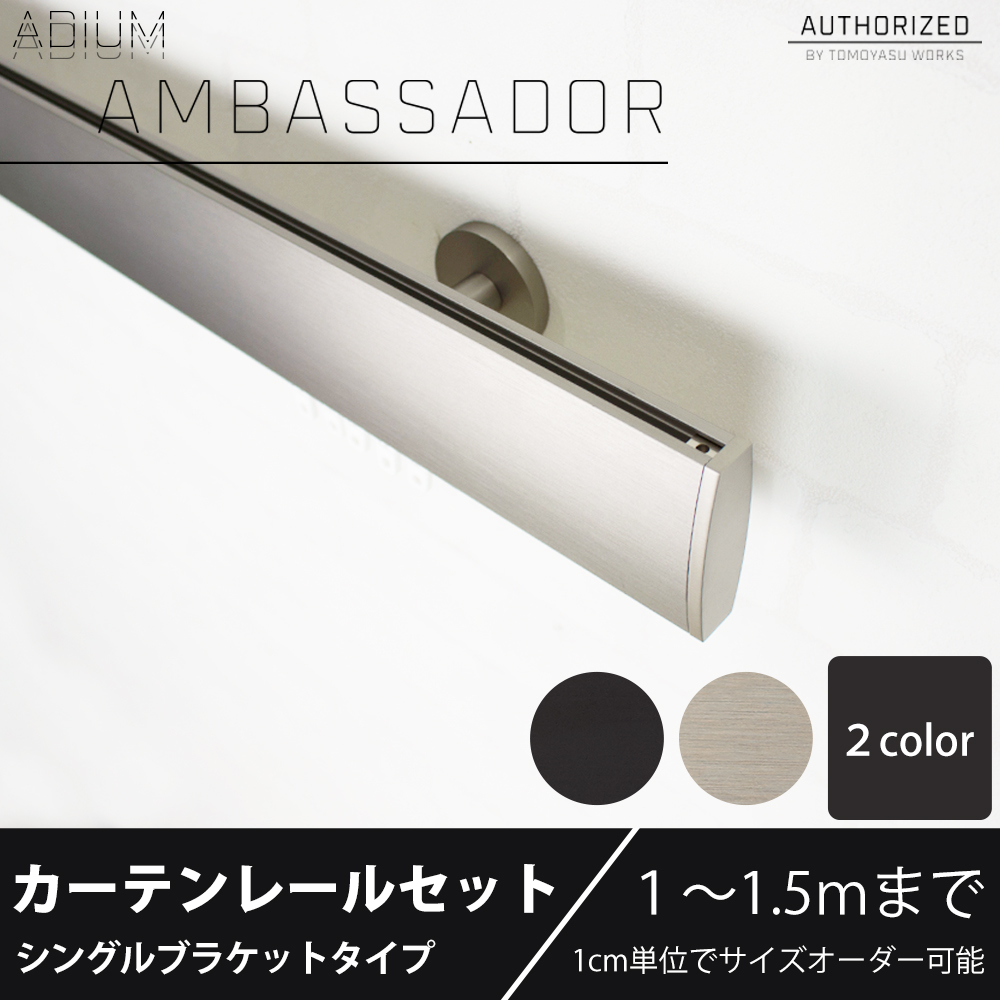 カーテンレール シングルセット アイアン ADIUMシリーズ AMBASSADOR アンバサダー 101cm〜150cm オーダー H-N-0