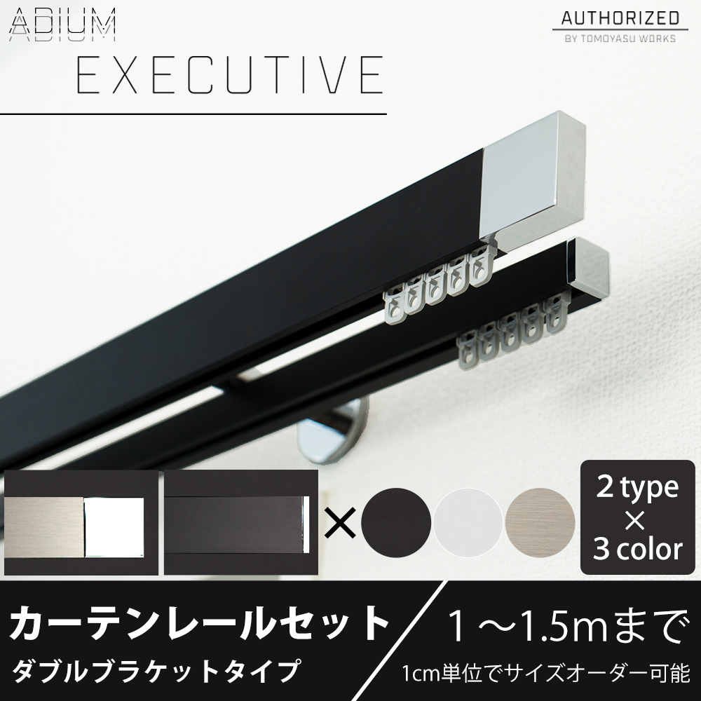 カーテンレール ダブルセット アイアン ADIUMシリーズ EXECUTIVE エグゼクティブ 101cm〜150cm オーダー C-F-3