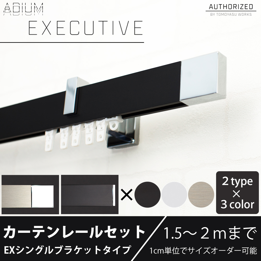 カーテンレール シングルセット アイアン EXブラケット ADIUMシリーズ EXECUTIVE エグゼクティブ 151cm〜200cm オーダー C-F-3