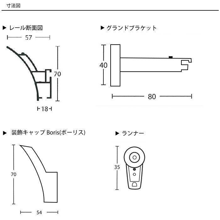 カーテンレール シングル アイアン セット ADIUM IMPERIAL インペリアル グランドブラケット 201cm〜300cm オーダー H-N-0_11