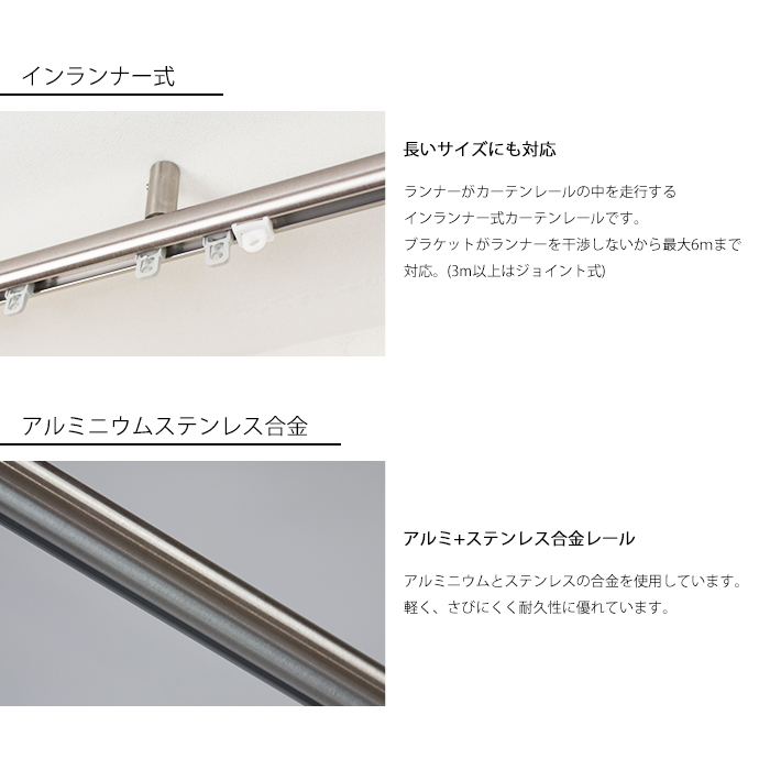 カーテンレール シングル アイアン 取り付け 天井付け セット 木目調 ADIUMシリーズ PREMIUM プレミアム 301〜350cm H-N-0_7