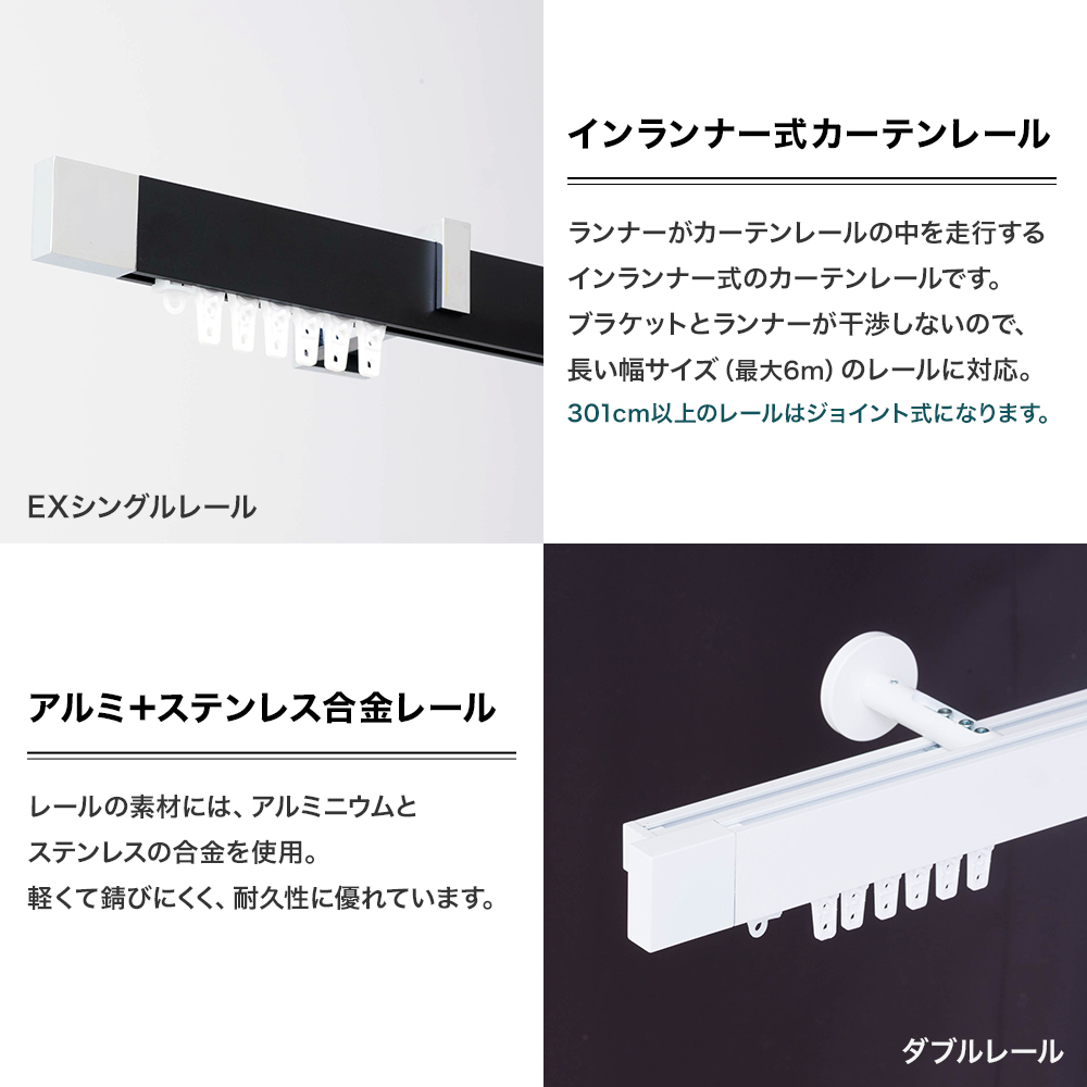 カーテンレール アイアン 天井付セット ADIUMシリーズ EXECUTIVE エグゼクティブ 301cm〜400cm オーダー H-N-0_12