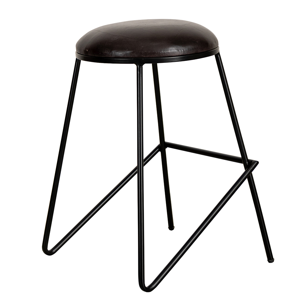 スツール レザー 革 アイアン おしゃれ 北欧 丸 椅子 イス チェア