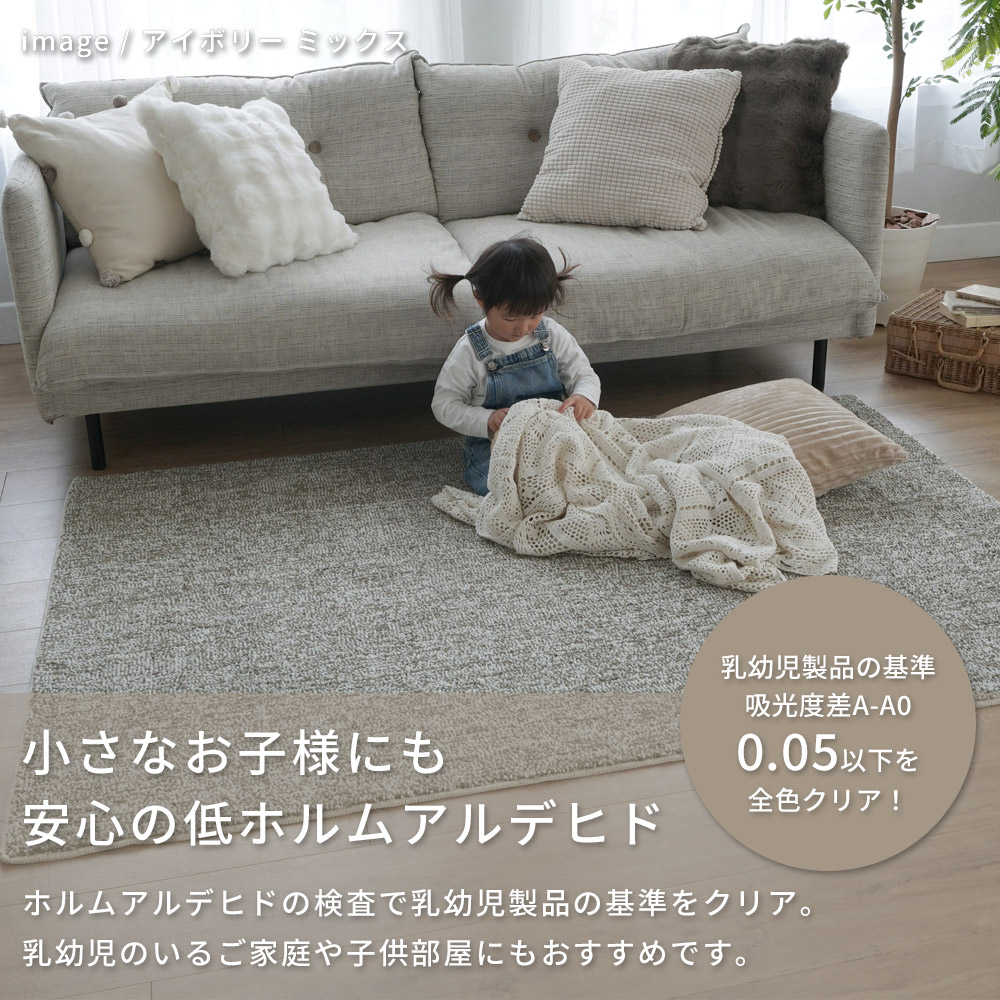 ラグ カーペット ラグマット 洗える 抗菌 防臭 防ダニ ミックスラグ スミノエ 190×190cm JQ_10