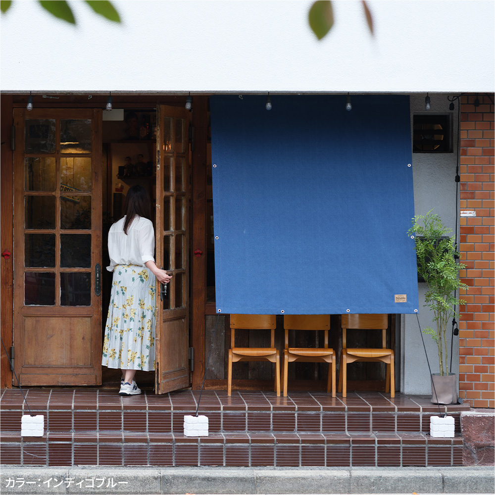 日よけシェード サンシェード 庭 ベランダ 目隠し シート 日除け 屋外 オーダー デニムスタイル デュラブリー 幅371〜470cm 丈271〜360cm OKCの画像