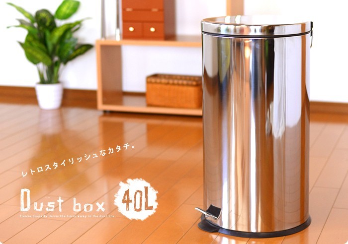 ごみ箱 ダストボックス 40L ペダル式 蓋付き シンプル ゴミ箱 ステンレス