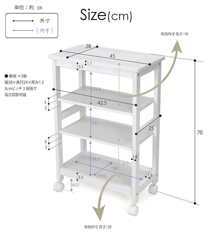 タイルトップワゴン キッチンワゴン キッチン収納 タイル天板
