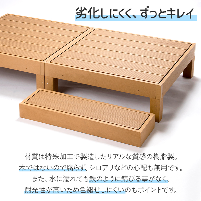 踏み台 ステップ ウッドデッキ 人工木 人工デッキ 踏台 玄関台 ベランダ 縁側 庭先 腐りにくい 色褪せしにくい DIY_4