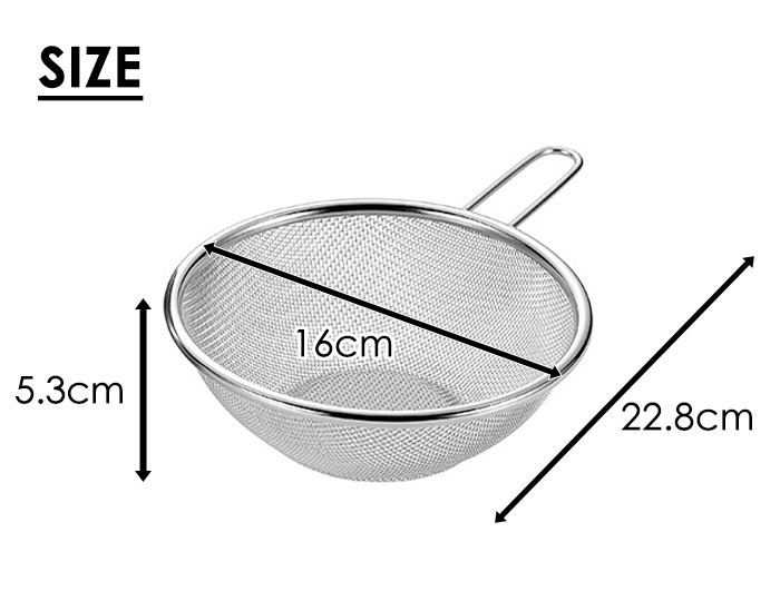 ザル 16cm 持ち手付き ステンレス ざる 丈夫 取っ手付き 片手ザル 水切り 湯切り ストロングメッシュ 燕三条 日本製｜interior-festa｜06