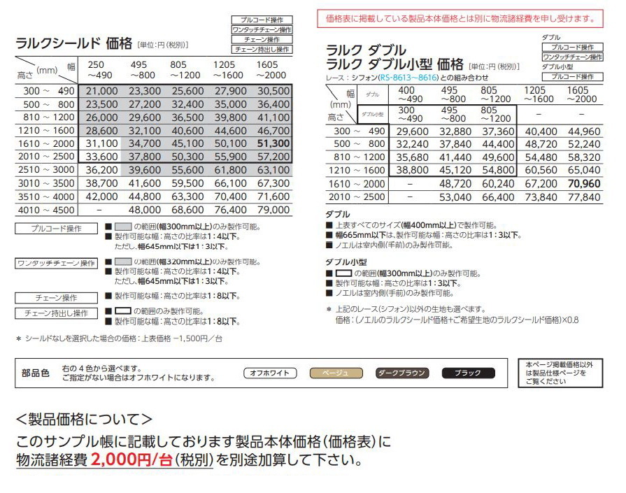 タチカワ ロールスクリーン ラルク 防炎 生地：ノエル RS8023～RS8024