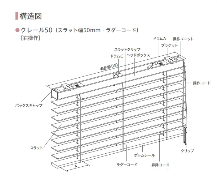 ニチベイ（Nichibei） 木製ブラインド クレール50 標準タイプ コード式