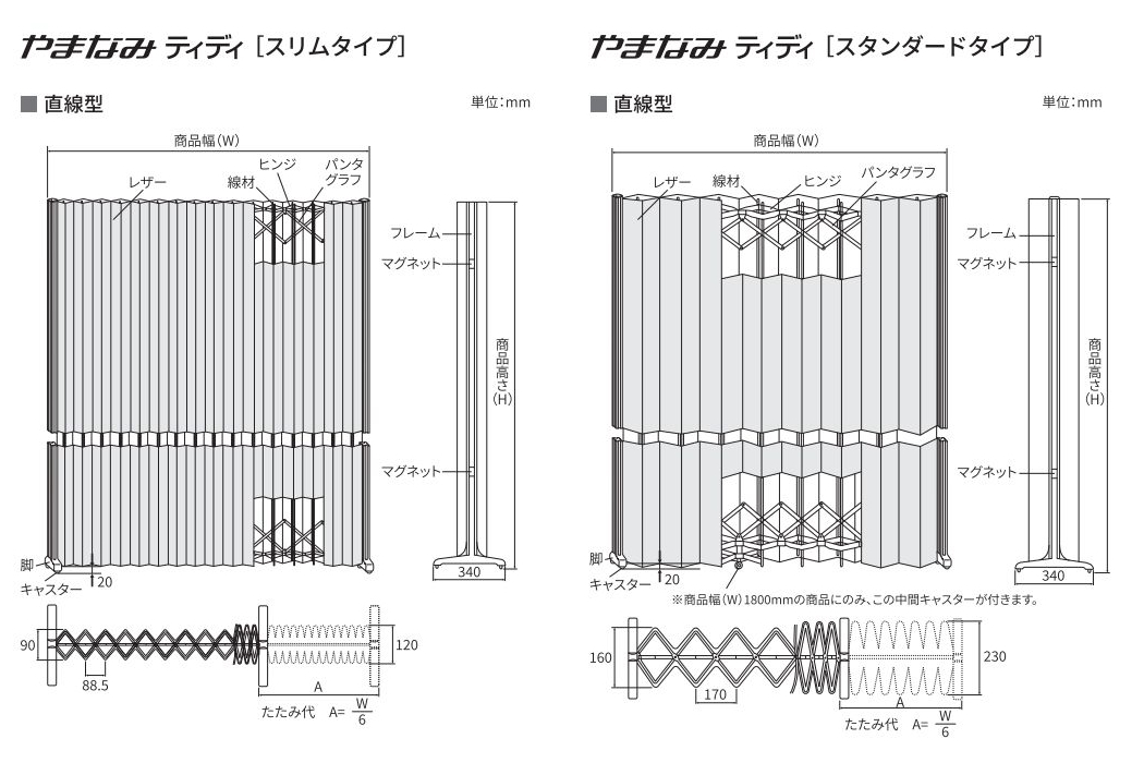 アコーディオン型パーテーション 衝立 間仕切り 仕切り スリムＬ型