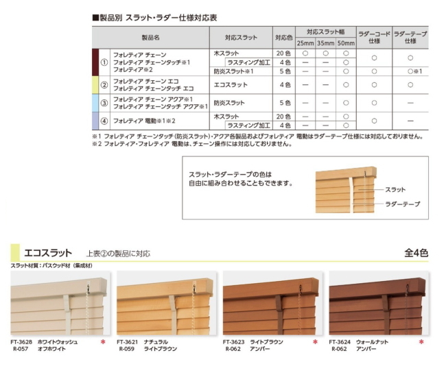 ウッドブラインド 木製 タチカワ フォレティア チェーンエコ50 エコ